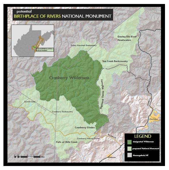 Map of Potential Area of Birthplace of Rivers National Monument